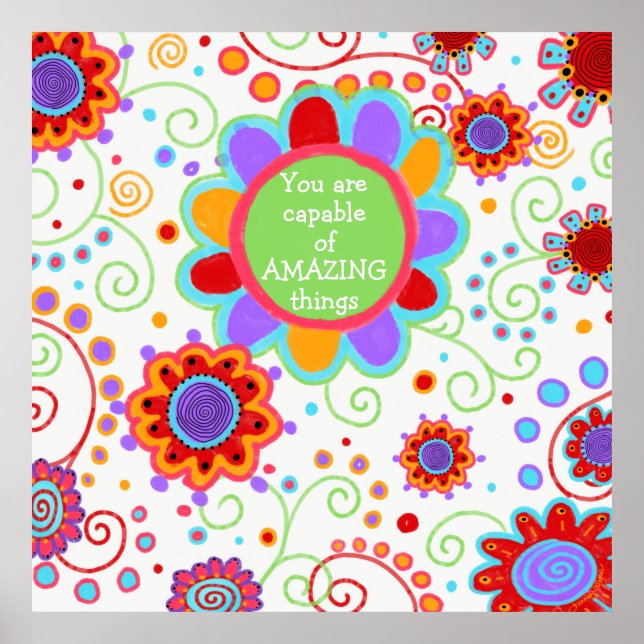 Fun Floral “Amazing Things” Classroom poster (Front)