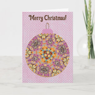 Fun Floral Christmas Ornament Card in Pink