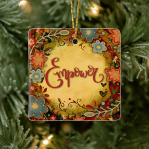 Fun Floral Empower Pretty Dragonfly Inspirivity   Ceramic Ornament