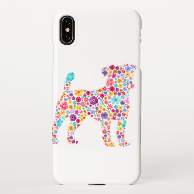 fun floral flowers jack russell terrier easter day iPhone case (Back)