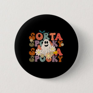 Fun Floral Ghost Halloween Fall Pumpkin Retro Sort 6 Cm Round Badge