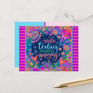 Fun Floral Hearts Ridiculously Amazing Quote  Postcard