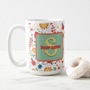 Fun Floral Monogram Name Inspirivity Coffee Mug