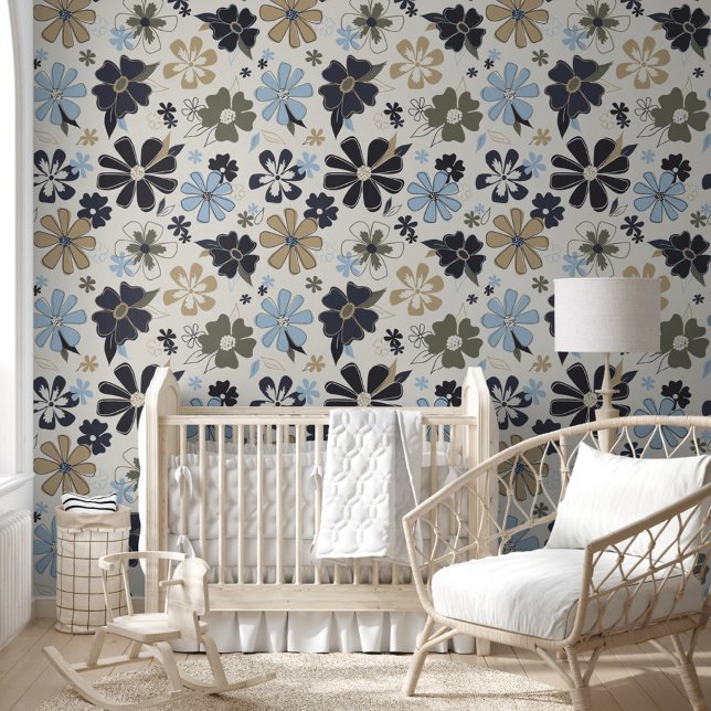 Fun Floral Retro Pattern Wallpaper (Fun Floral Retro Pattern Wallpaper from Studio Posies.)
