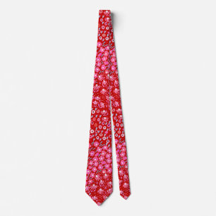 Fun Floral Tie Red Pink Bright Wildflowers