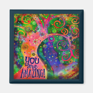 Fun Floral Tree You are Amazing Inspirational Magnet