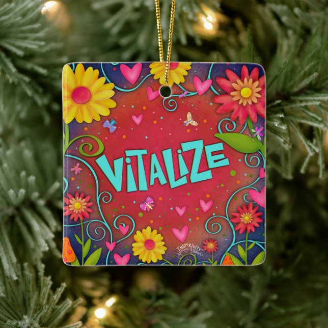 Fun Floral Vitalise Pretty Dragonfly Inspirivity   Ceramic Ornament (Tree)