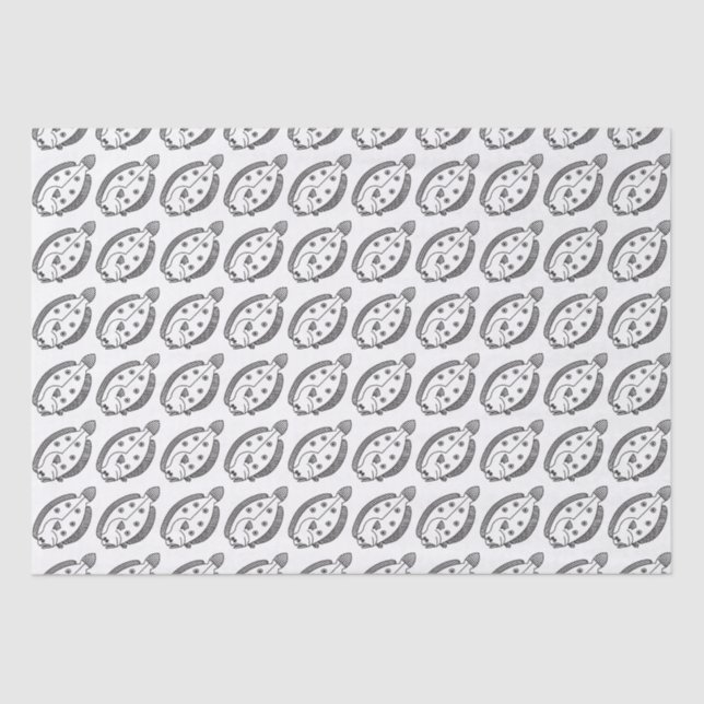 Fun Flounder Fish in Black and White Tissue Paper (Front)