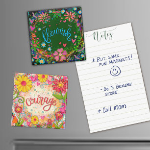 Fun Flourish Green Floral Modern Inspirivity Magnet