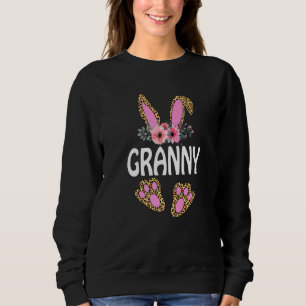 Fun Flower Floral Leopard Granny Bunny Happy Easte Sweatshirt