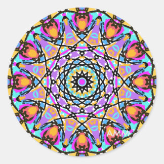 Fun Flower Kaleidoscope Classic Round Sticker