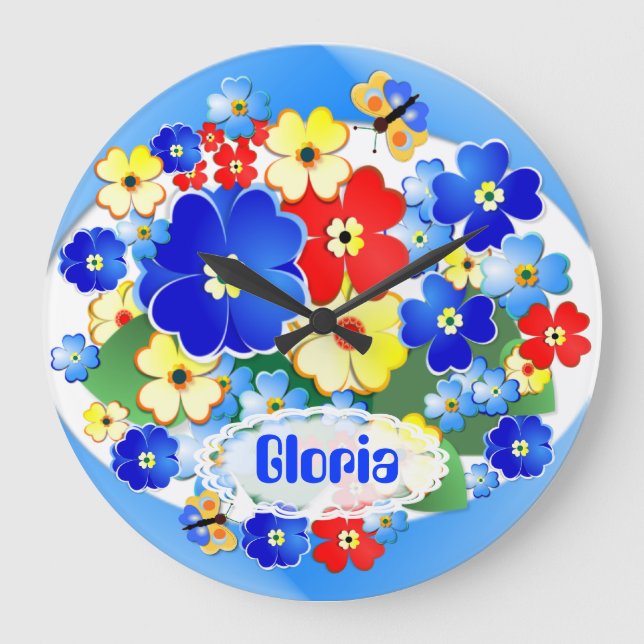 Fun Flowers  ~ decorative  Clock # 3 (Front)