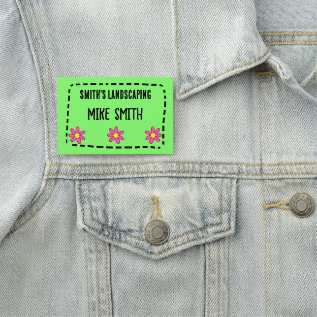 Fun Flowers Green Name Badge (In Situ)