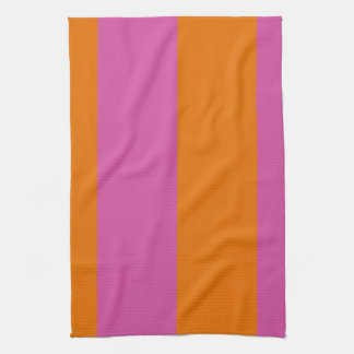 Fun Flowers stripes pink orange Tea Towel