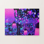 Fun Fluro Lights Bright Lamp Pink Purple Challenge Jigsaw Puzzle<br><div class="desc">Fun,  bright abstract image of fluro lamps jigsaw puzzle. Hours of entertainment!</div>