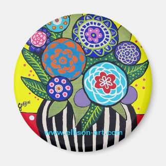 Fun Folk Art Flower Magnet