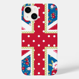 Fun Folk Quilt British Union Jack Flowers Case-Mate iPhone 14 Case