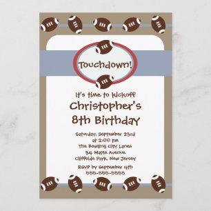 Fun Football Boys Birthday Party Invitations