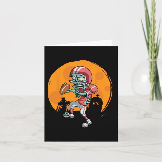 Fun Football Zombie Player Halloween Football Spor Card (Front)