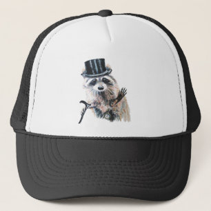 Fun Formally Dressed Raccoon Animal Watercolor Art Trucker Hat