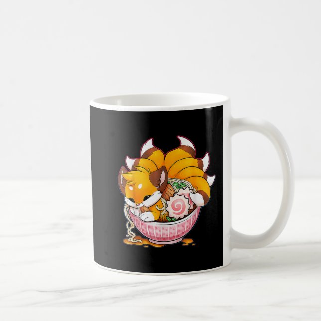 Fun Fox Ramen Japanese Noodles Cute Kawaii Anime G Coffee Mug (Right)