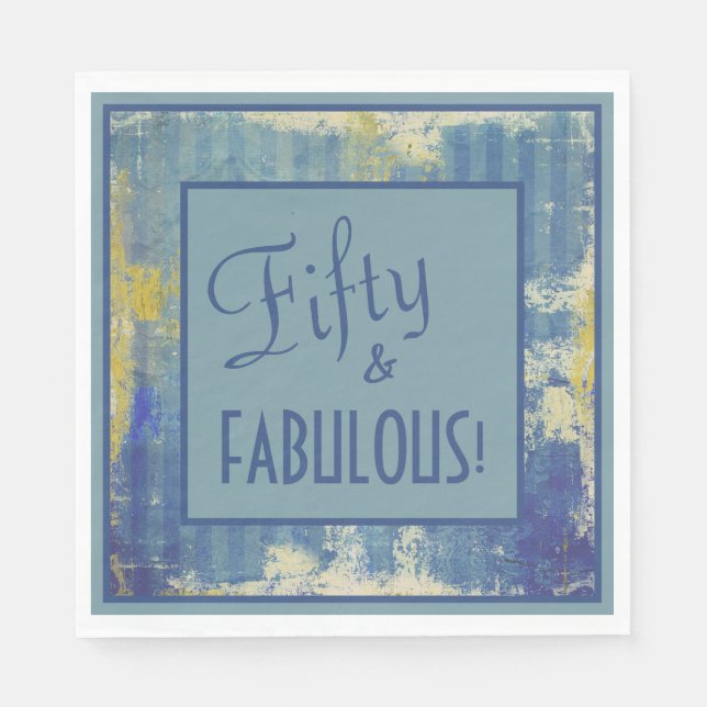 Fun Framed Retro Fifty & FABULOUS! 50th Birthday Napkin (Front)