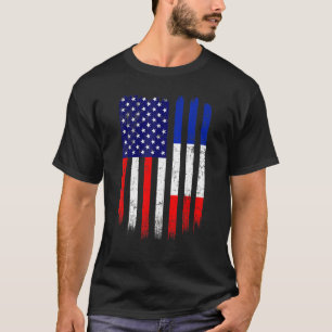 Fun France Flag American Flag Men Women Kid Patrio T-Shirt