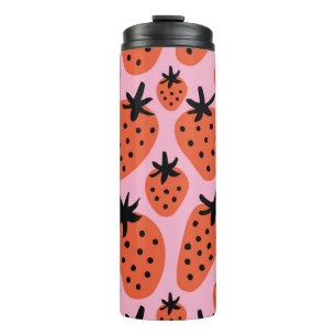 Fun free hand flower and strawberry drawing. Seaml Thermal Tumbler
