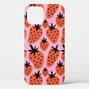 Fun freehand drawing strawberry seamless pattern d iPhone 12 case