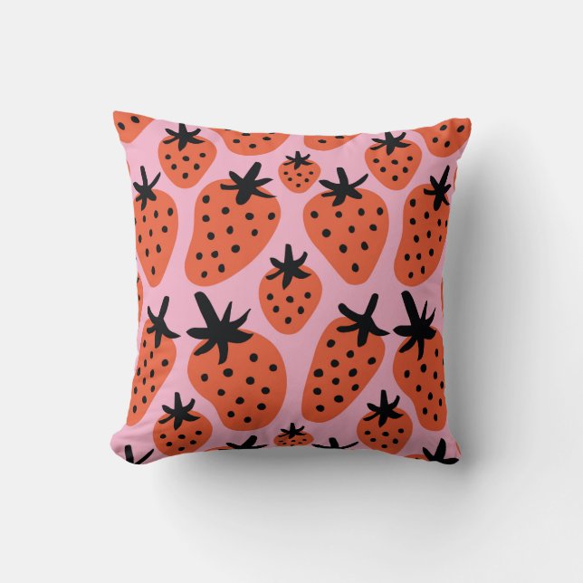 Fun freehand drawing strawberry seamless pattern d cushion (Front)