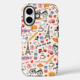 Fun Frenchie Lover's Trendy Doodle iPhone 16 Case