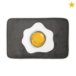 Fun Fried Egg Drawing Breakfast Food Bath Mat
