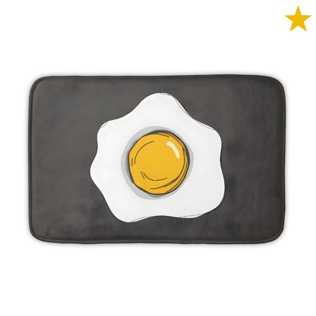 Fun Fried Egg Drawing Breakfast Food  Bath Mat (Creator Uploaded)