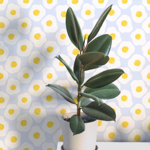 Fun Fried Eggs Blue Pattern Wallpaper