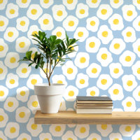 Fun Fried Eggs Teal Blue Pattern