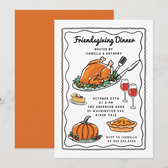 Fun Friendsgiving Dinner Invitation (Front/Back)