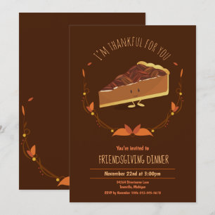 Fun Friendsgiving Pecan Pie Holiday Invitation