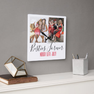 Fun Friendship Customised Photo   Square Wall Clock