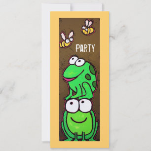Fun frog and bee Party invitation