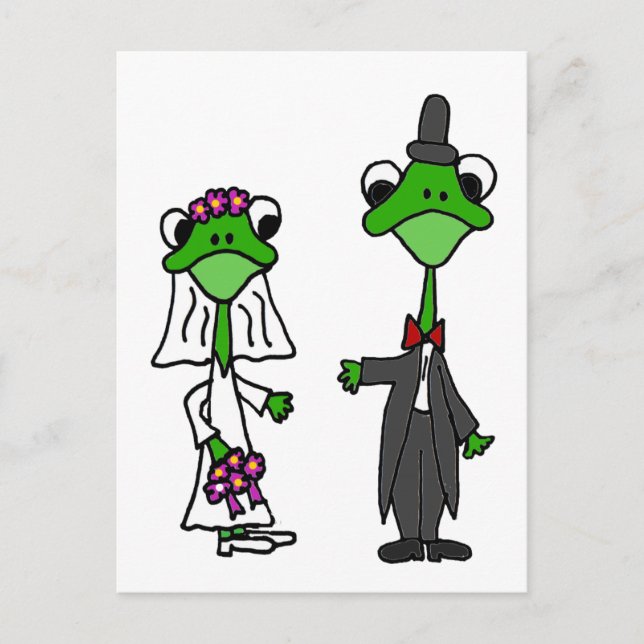 Fun Frog Bride and Groom Wedding Design Postcard (Front)