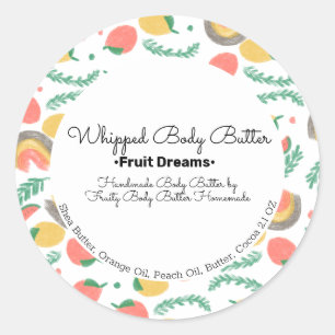 Fun Fruit Body Butter Bath Branding Packaging Classic Round Sticker
