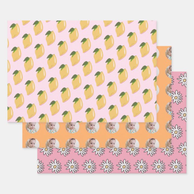 Fun Fruit Pattern Kids Birthday Wrapping Paper Sheet (Set)