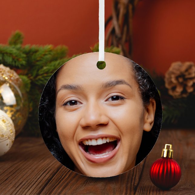 Fun Full Face Close Up Selfie Photo Christmas Metal Tree Decoration (Fun Full Face Close Up Selfie Photo Christmas Metal Ornament)
