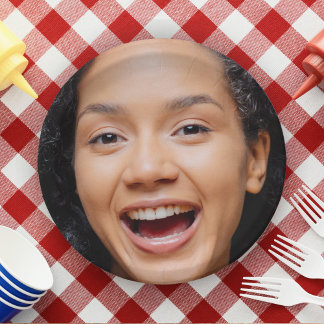 Fun Full Face Close Up Selfie Photo Paper Plate
