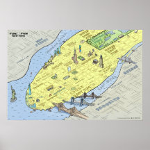 Fun Fun Map of New York City | 27 x 18" Wall Print