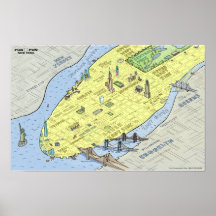 Fun Fun Map of New York City | Poster | Wall Print