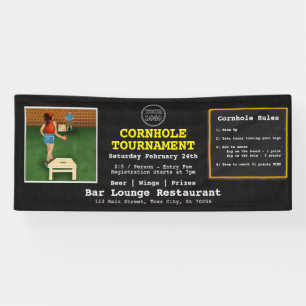 Fun Fundraiser Bar Restaurant Cornhole Tournament Banner