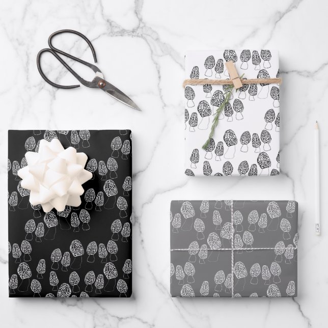 Fun Fungi Morel Mushroom Pattern Gift  Wrapping Paper Sheet (Front)