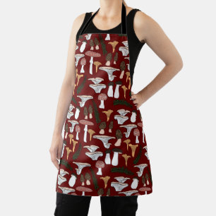 Fun Fungi Mushroom Fern Pattern  Apron