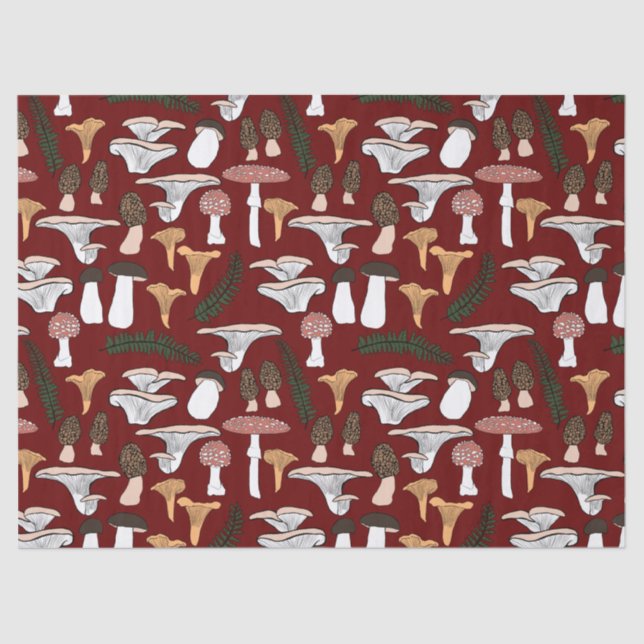 Fun Fungi Mushroom Fern Pattern Gift Tissue Paper (Front)